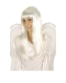 Peluca blanca con flequillo para mujer