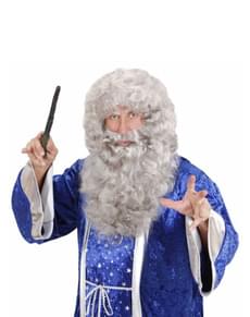 Peluca y maxi barba gris