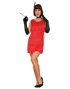 Rødt charlestonkostume til kvinder