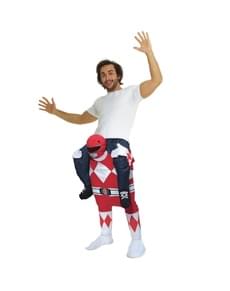 Kostüm Der rote Power Ranger trägt mich für Erwachsene