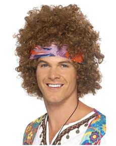 Perruque marron de hippie afro
