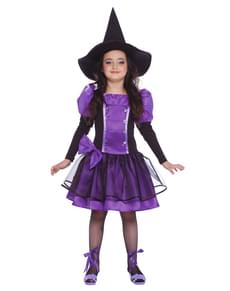 Disfraz de bruja morada para niña