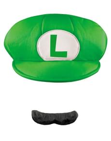 Luigi Kostümset für Erwachsenen mit Mütze und Schnurrbart