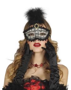 Romantische Augenmaske mit Federn schwarz