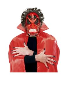 Maska demon czarwona z włosami