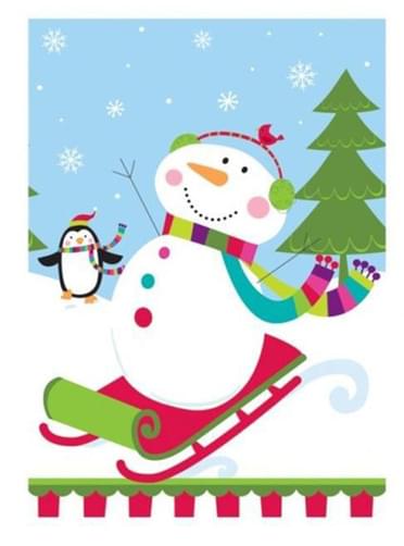 Snowman on a sleigh tablecloth