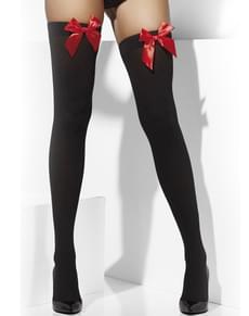 Strümpfe schwarz mit roten Schleifen