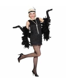 Charleston Kostüm für Damen schwarz mit Fransen