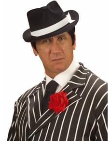 Black flocked gangster hat