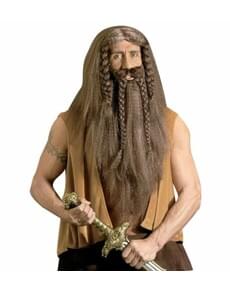 Barbar Perücke und Bart kastanienbraun