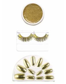 Ciglia e unghie finte color oro