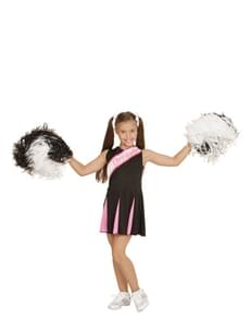 Cheerleader Kostüm schwarz rosa für Mädchen