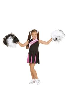 Cheerleader Kostüm schwarz rosa für Mädchen