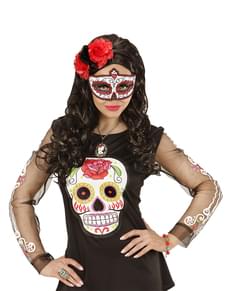 Antifaz de Catrina con brillantina para mujer