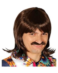 Perruque châtain avec moustache homme