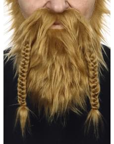 Vikinger Bart mit Schnurrbart rot für Erwachsene