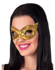 Augenmaske mit Pailletten gold für Erwachsene