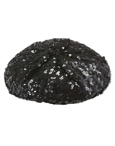 Béret noir à paillettes femme