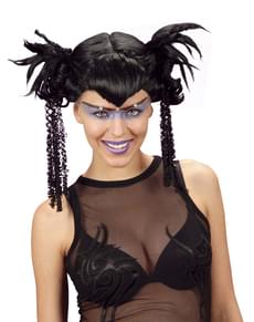 Manga Perücke dunkelhaarig mit Pferdeschwanz für Damen