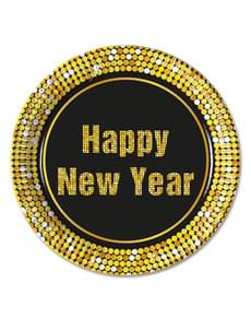 Sett med 8 Godt Nyttår Asjetter