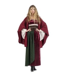 Umhang mittelalterliche Bäuerin, rot für Frauen