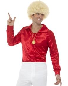 Chemise rouge satin homme