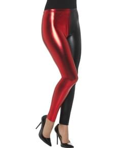 Rot-schwarz glänzende Leggins für Frauen