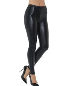Schwarz glänzende Leggins für Frauen