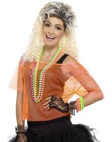 T-shirt résille orange fluo 80’s femme