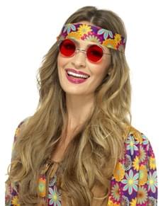 Lunettes hippie rondes rouges adulte