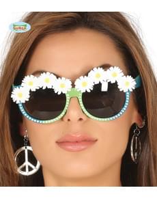 Lunettes vertes avec marguerites adulte