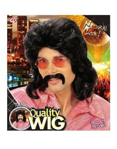 70er Jahre Perücke und Schnurrbart